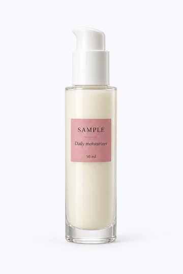 Sample moisturizer bottle for the FaceCutie product scanner demonstration